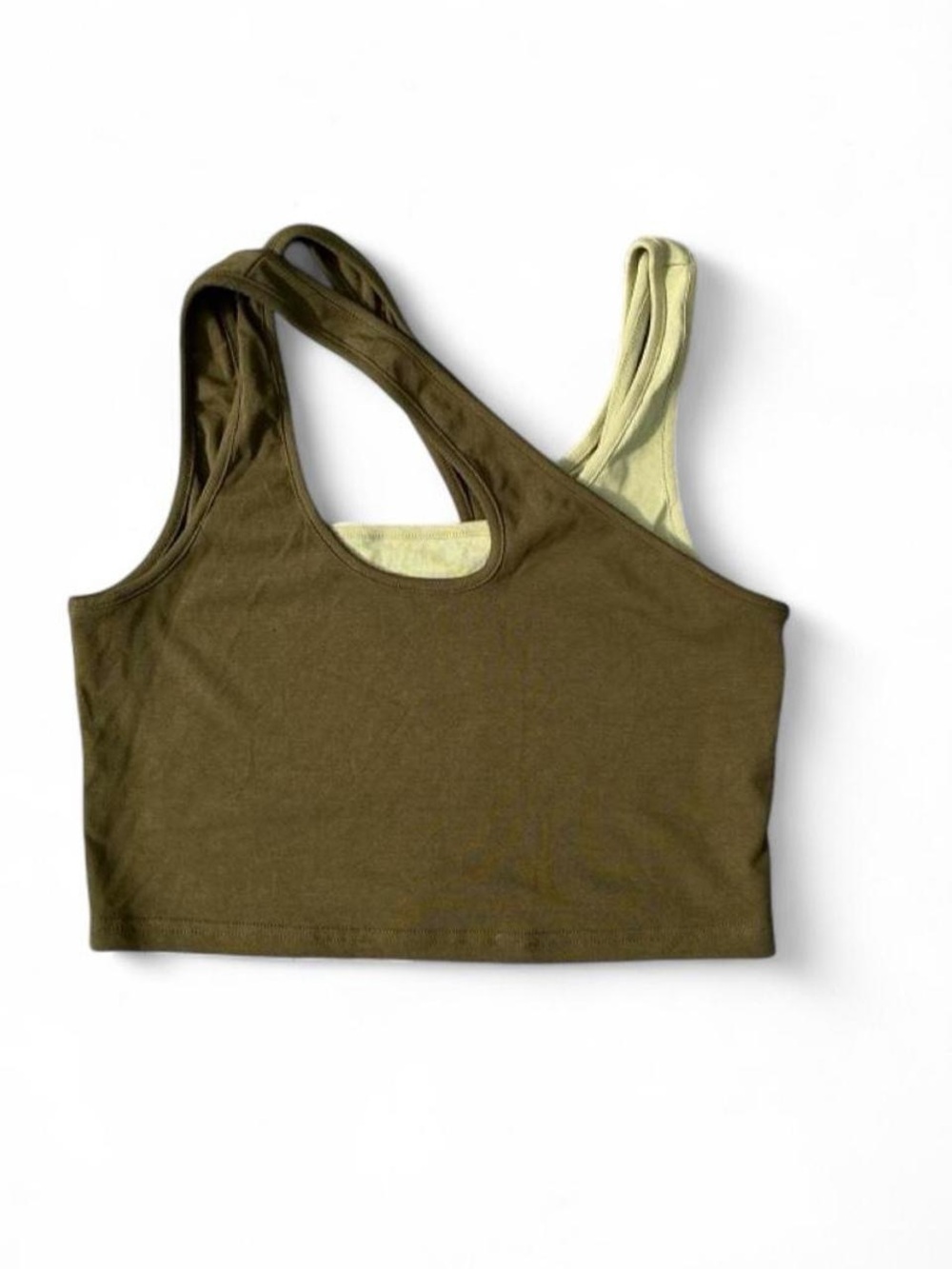 Cider Asymmetrical Crop Top - Cotton - NWT - SIZE LARGE - Double Strap - Green